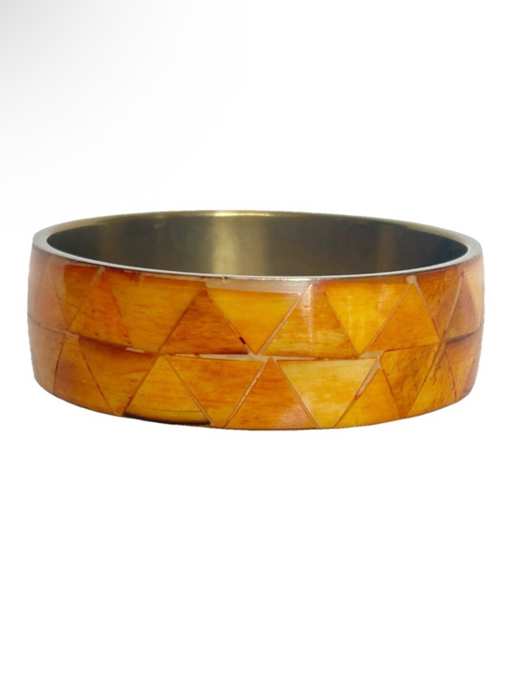 Geometric Triangle Design Orange Yellow Gold Bangle Bracelet Cuff Ombré Retro
